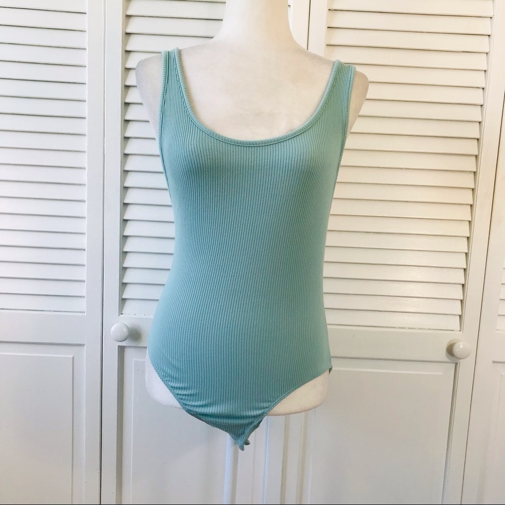 2/$25 OUT FROM UNDER Turquoise Ribbed Bodysuit Size Medium
